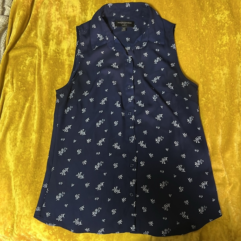 Banana Republic Navy Sleeveless Blouse